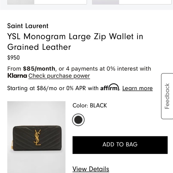 Yves Saint Laurent Black and Gold Quilted Wallet - Picture 12 of 12